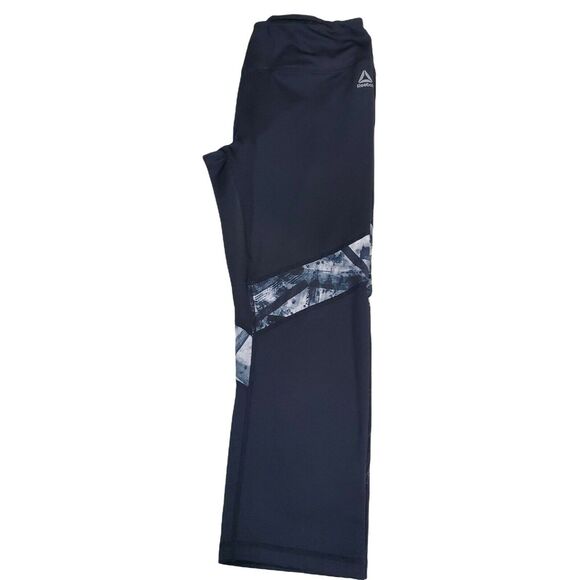 Reebok Leggings Medium Womans Black Capri Athletic Wear Stretchy - Picture 2 of 5